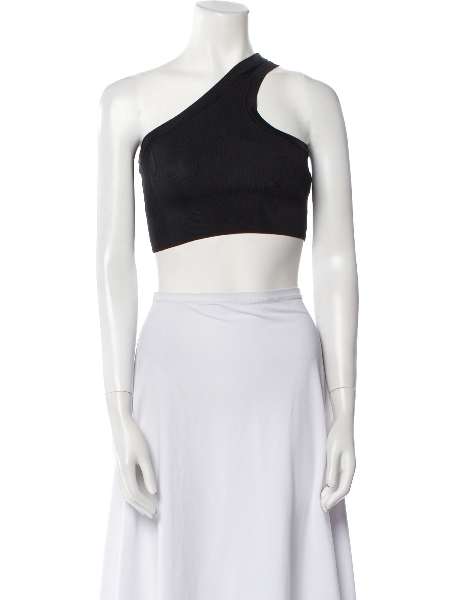 Celine Triomphe One Shoulder Jersey Sleeveless Silk Crop Top