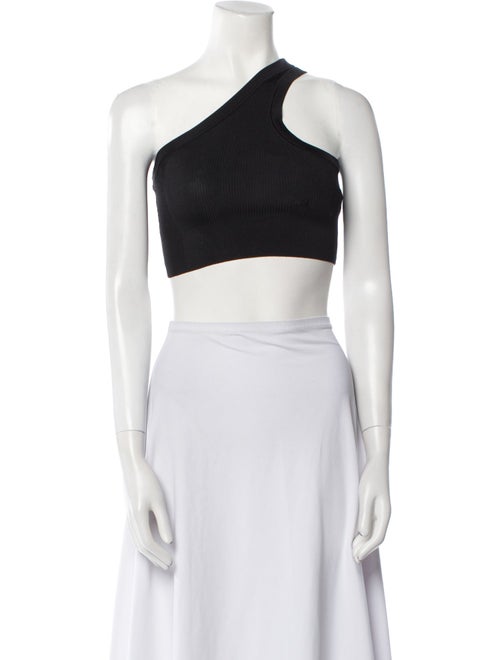 Celine Triomphe One Shoulder Jersey Sleeveless Silk Crop Top