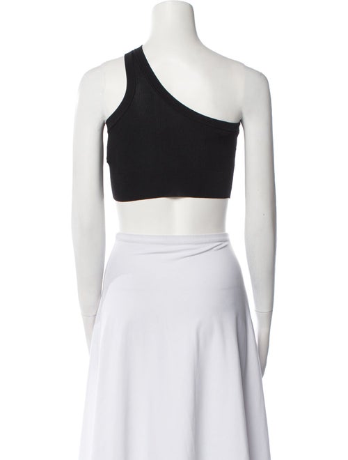 Celine Triomphe One Shoulder Jersey Sleeveless Silk Crop Top