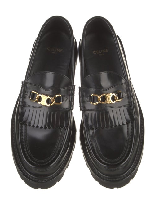 Celine Leather Fringe Trim Accent Loafers