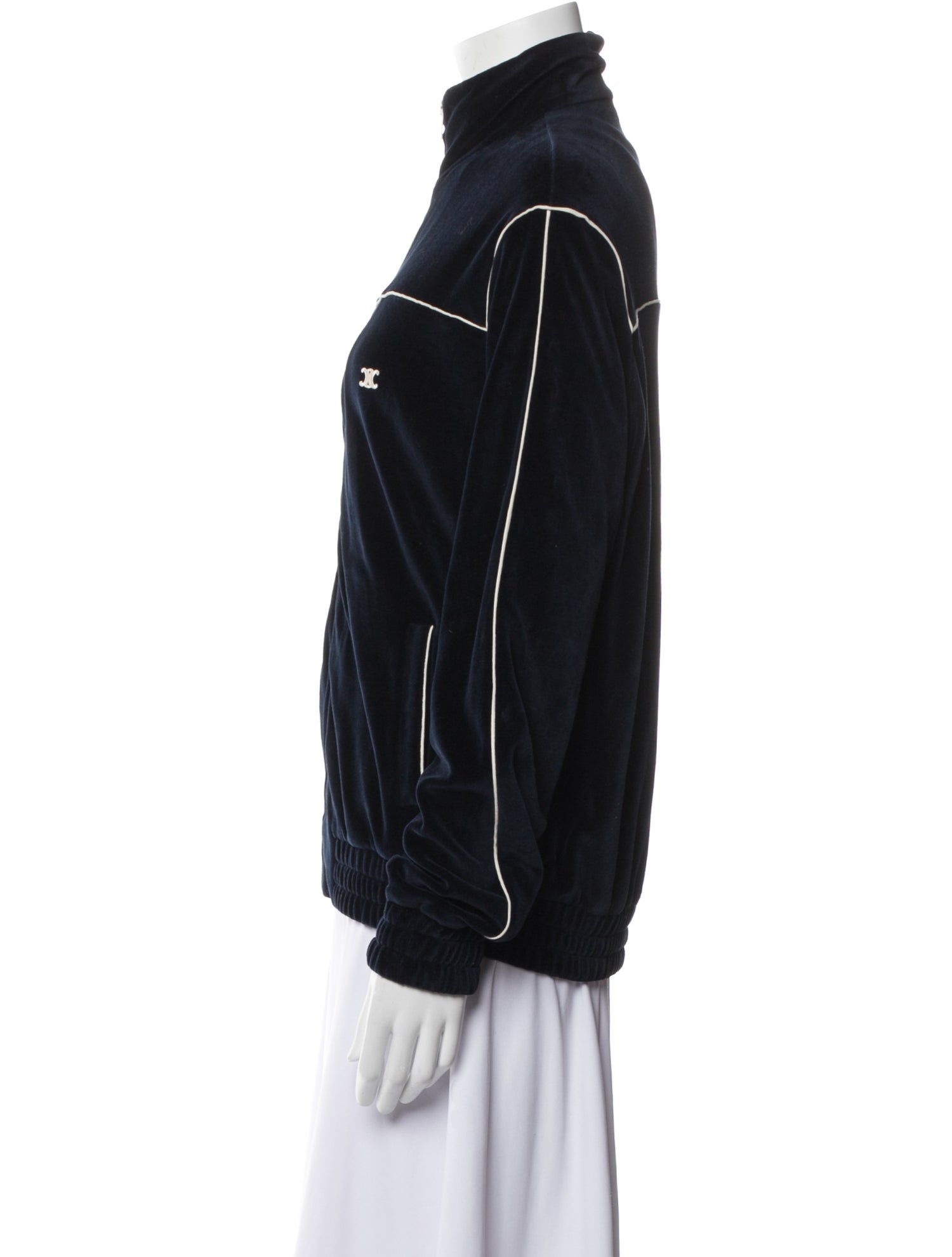 Celine 2021 Triomphe Velvet Track Bomber Jacket