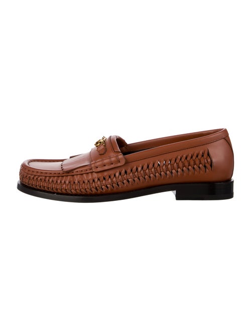 Celine Leather Braided Accents Loafers