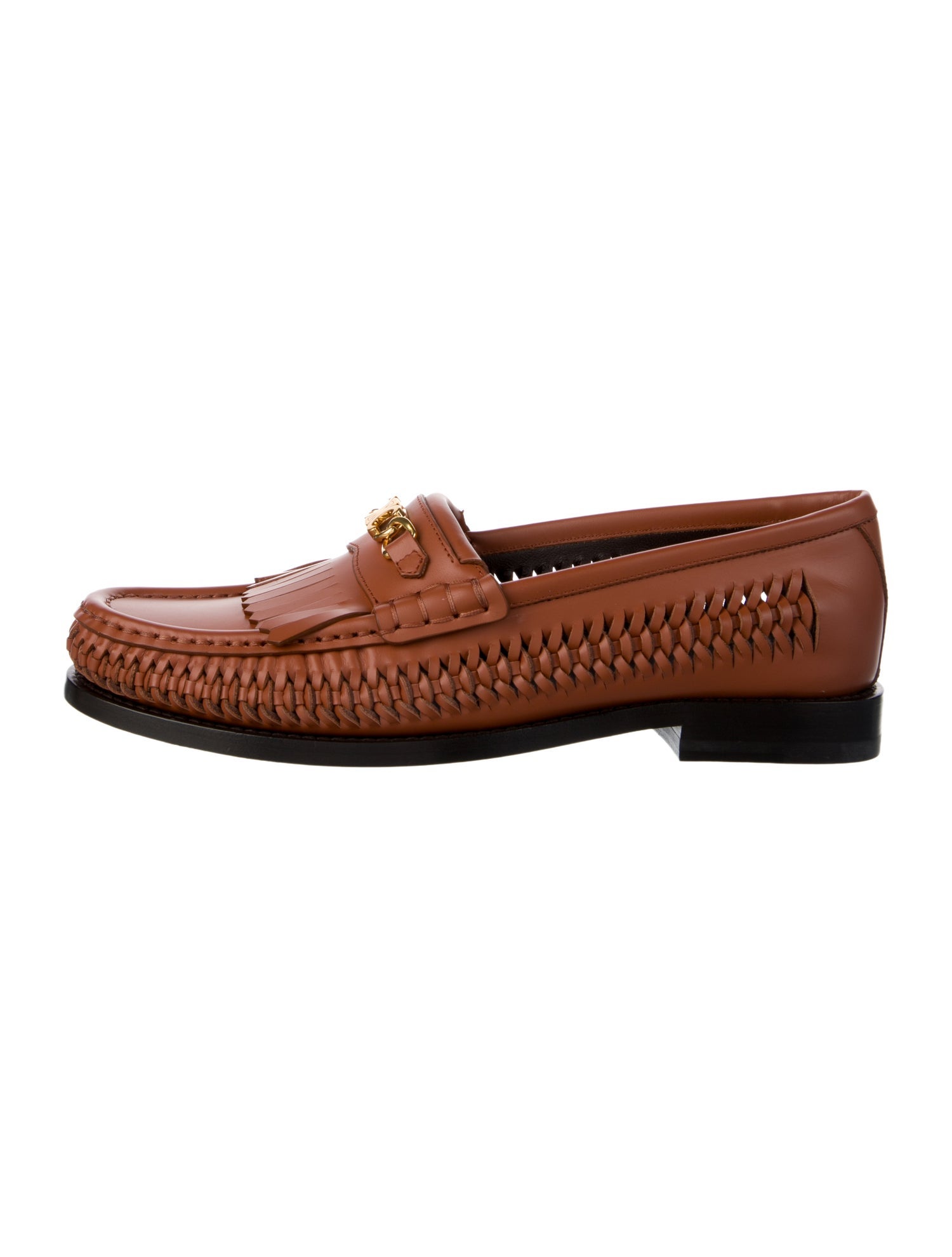 Celine Leather Braided Accents Loafers