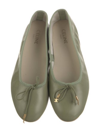 Celine Leather Bow Accents Ballet Flats