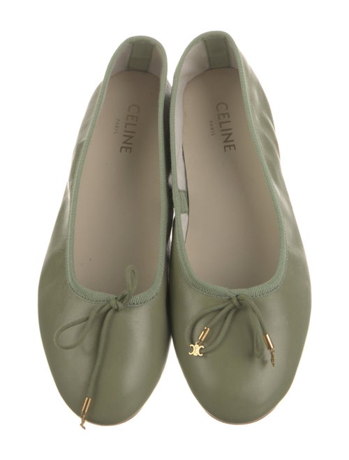 Celine Leather Bow Accents Ballet Flats