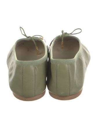 Celine Leather Bow Accents Ballet Flats