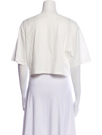 Celine Graphic Print Crew Neck Crop Top