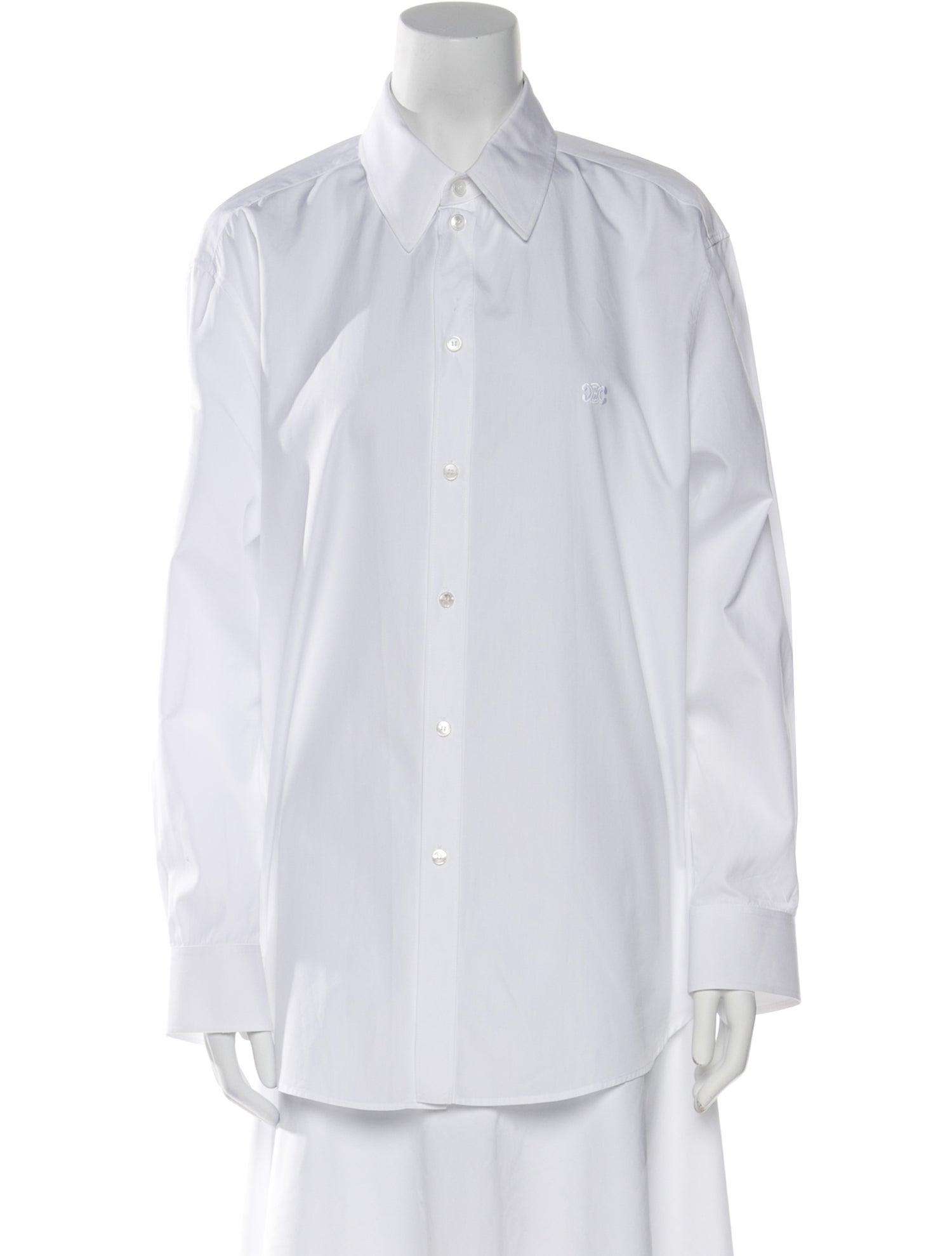 Celine Triomphe Long Sleeve Button-Up Top