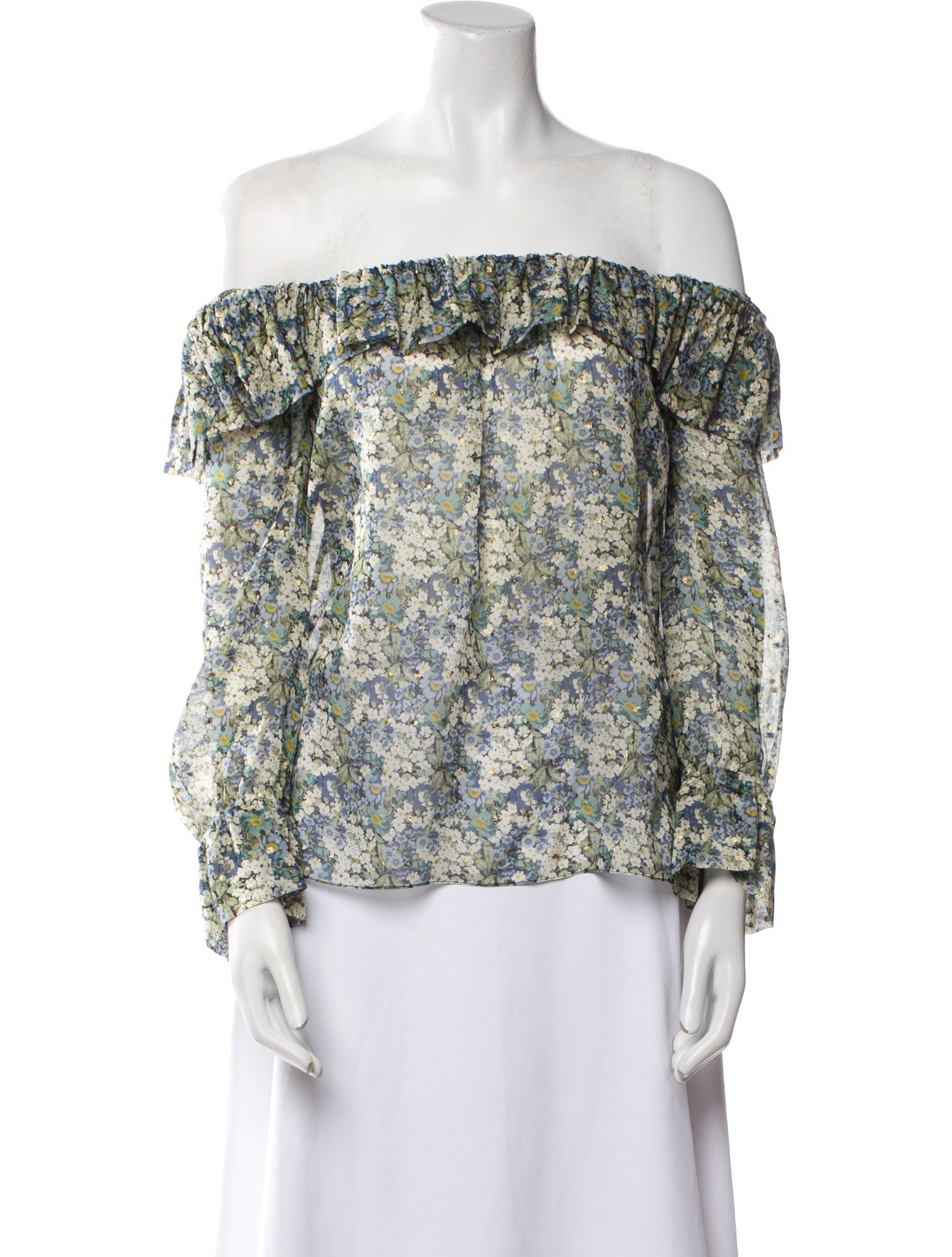Celine Floral Print Silk Blouse