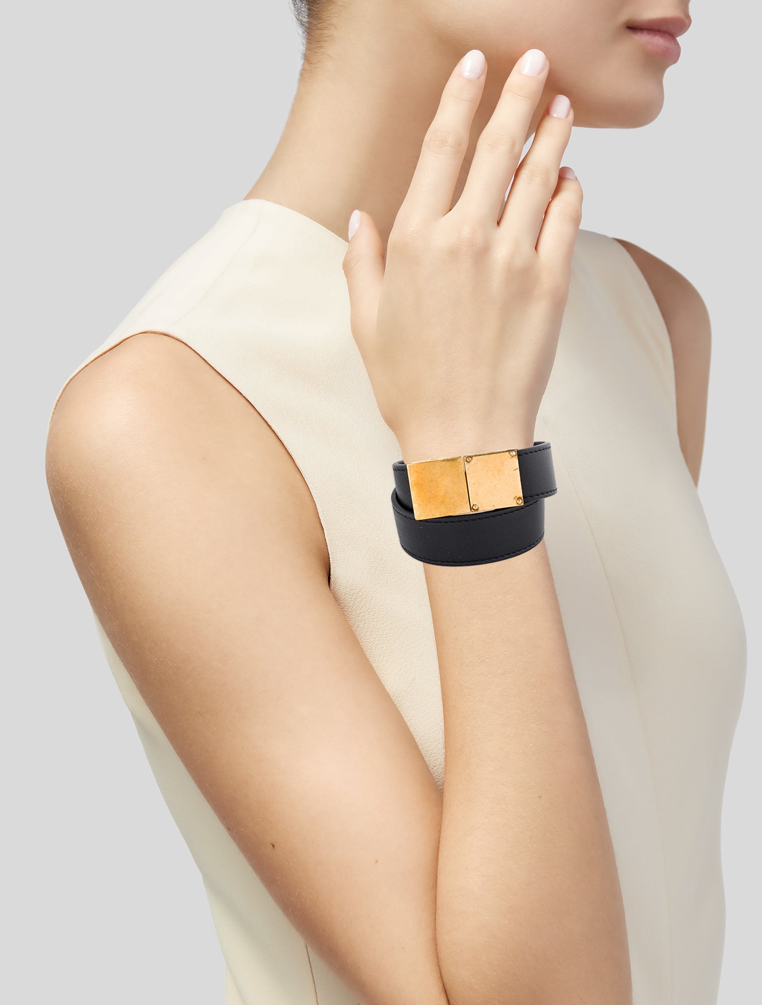 Celine Calfskin Double Strap Bracelet