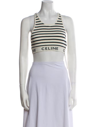 Celine Striped Scoop Neck Crop Top