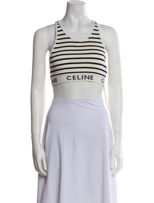 Celine Striped Scoop Neck Crop Top