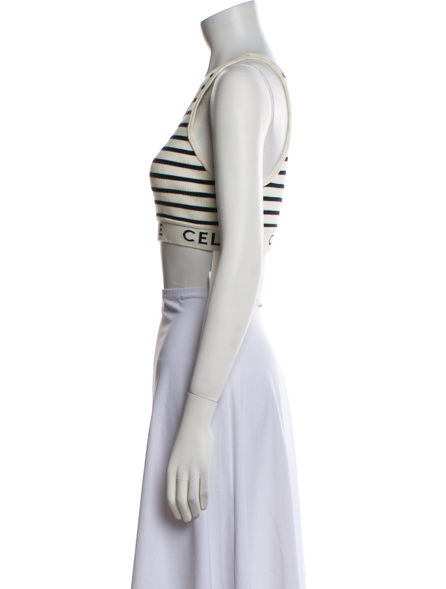 Celine Striped Scoop Neck Crop Top