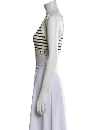 Celine Striped Scoop Neck Crop Top