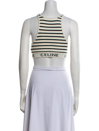 Celine Striped Scoop Neck Crop Top