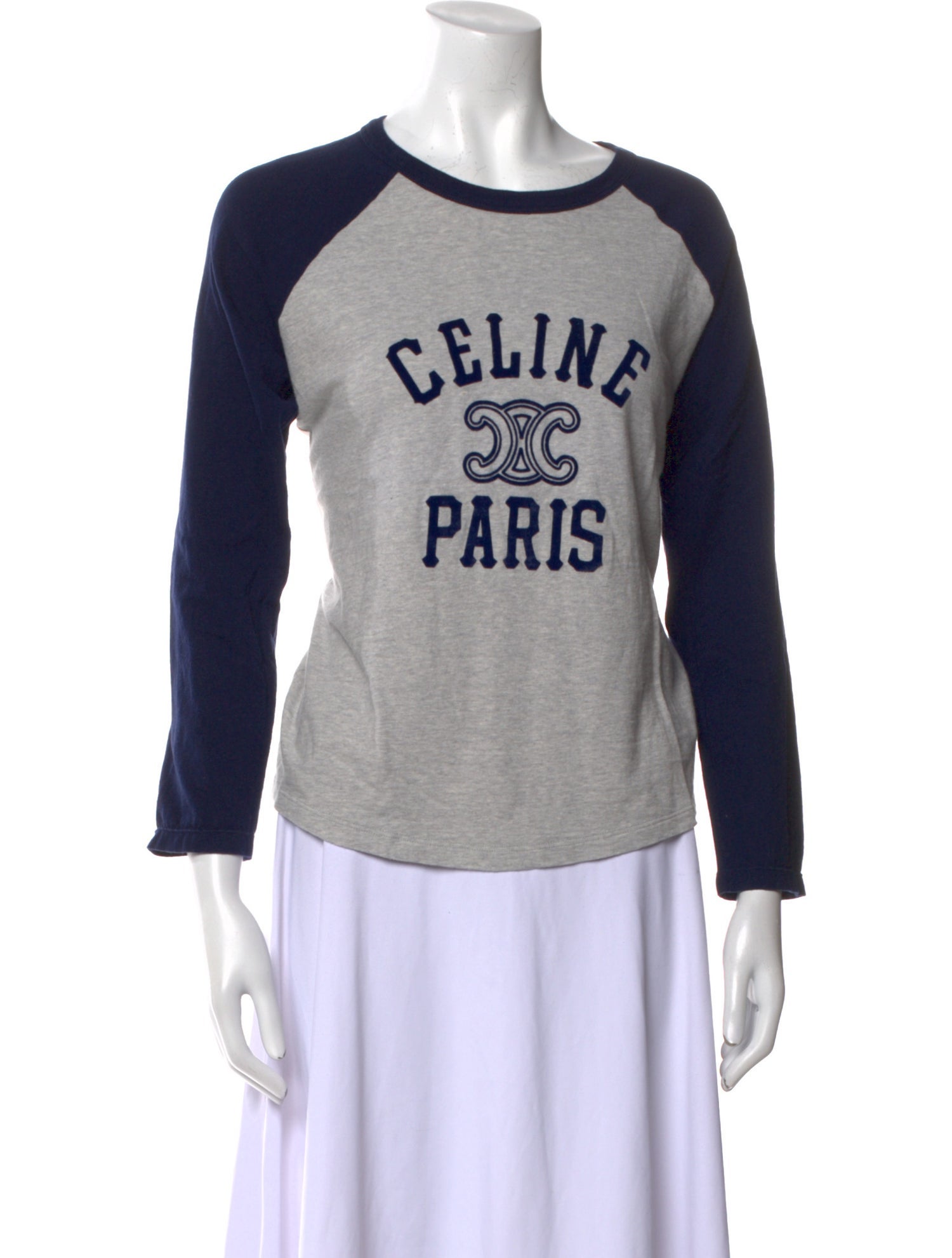 Celine Triomphe Logo Raglan Graphic Print T-Shirt