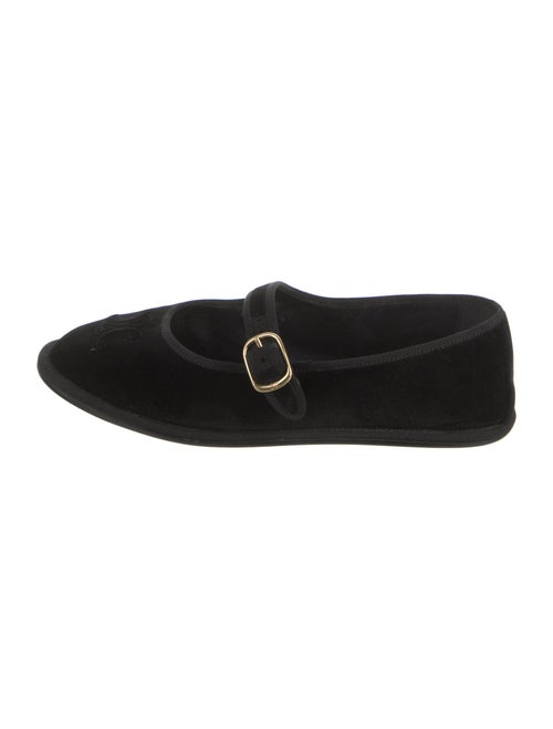 Celine Velvet Embroidered Accent Mary Jane Flats
