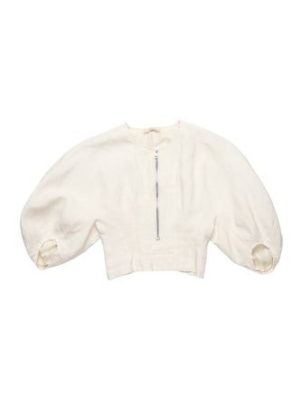 Celine Linen Crew Neck Crop Top