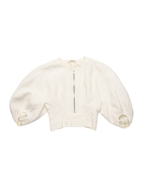 Celine Linen Crew Neck Crop Top