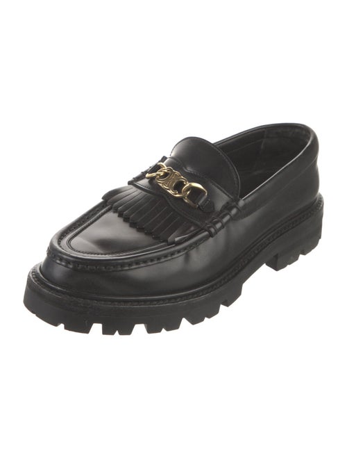 Celine Leather Fringe Trim Accent Loafers