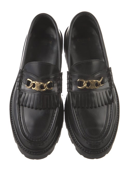 Celine Leather Fringe Trim Accent Loafers