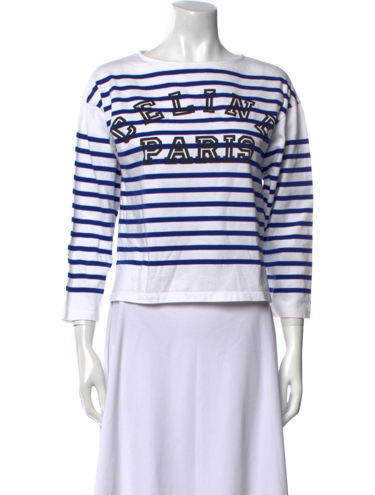 Celine Striped Bateau Neckline Crop Top