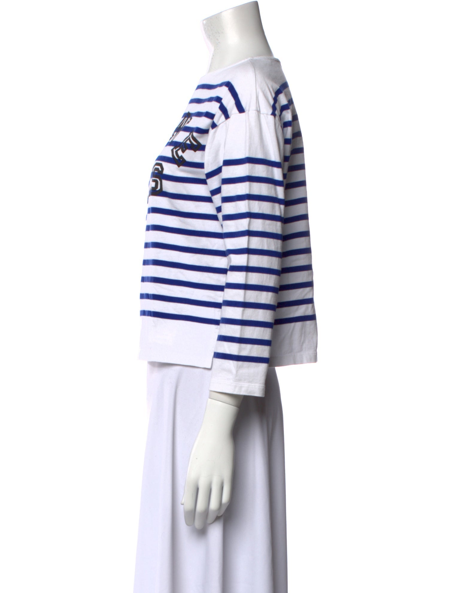 Celine Striped Bateau Neckline Crop Top