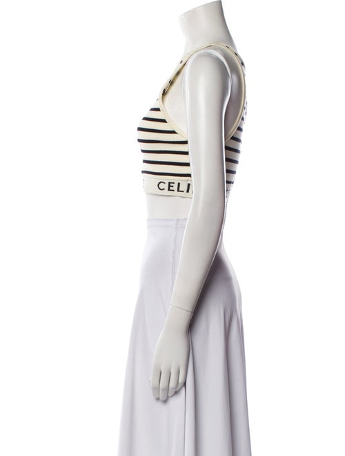 Celine Striped Scoop Neck Crop Top