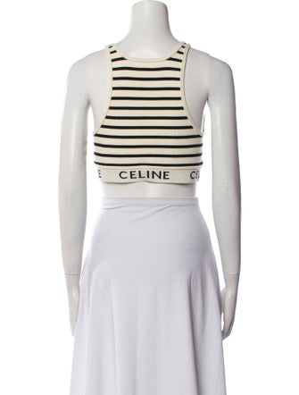 Celine Striped Scoop Neck Crop Top