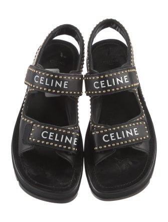 Celine Leather Printed Slingback Sandals