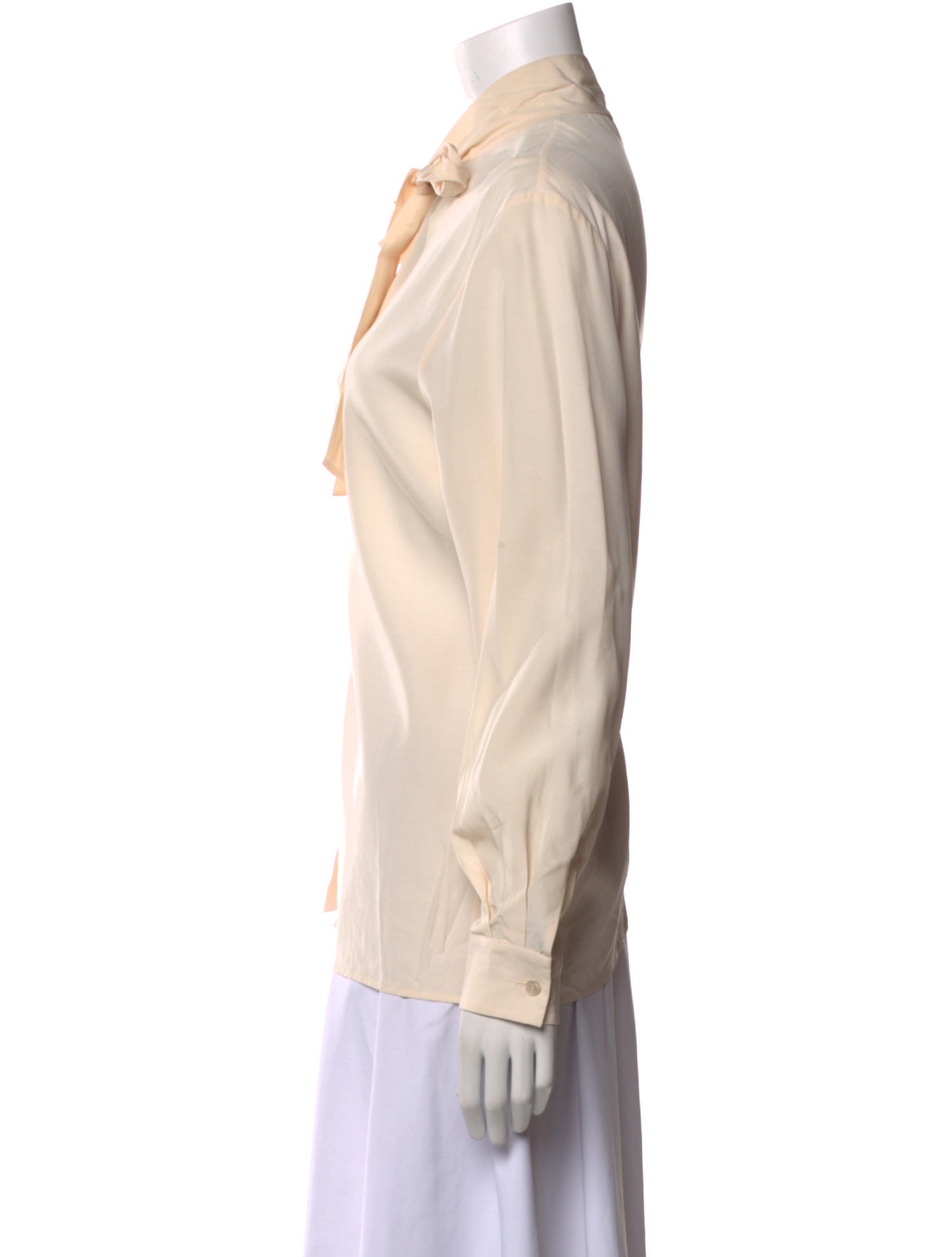 Celine Silk Mock Neck Button-Up Top