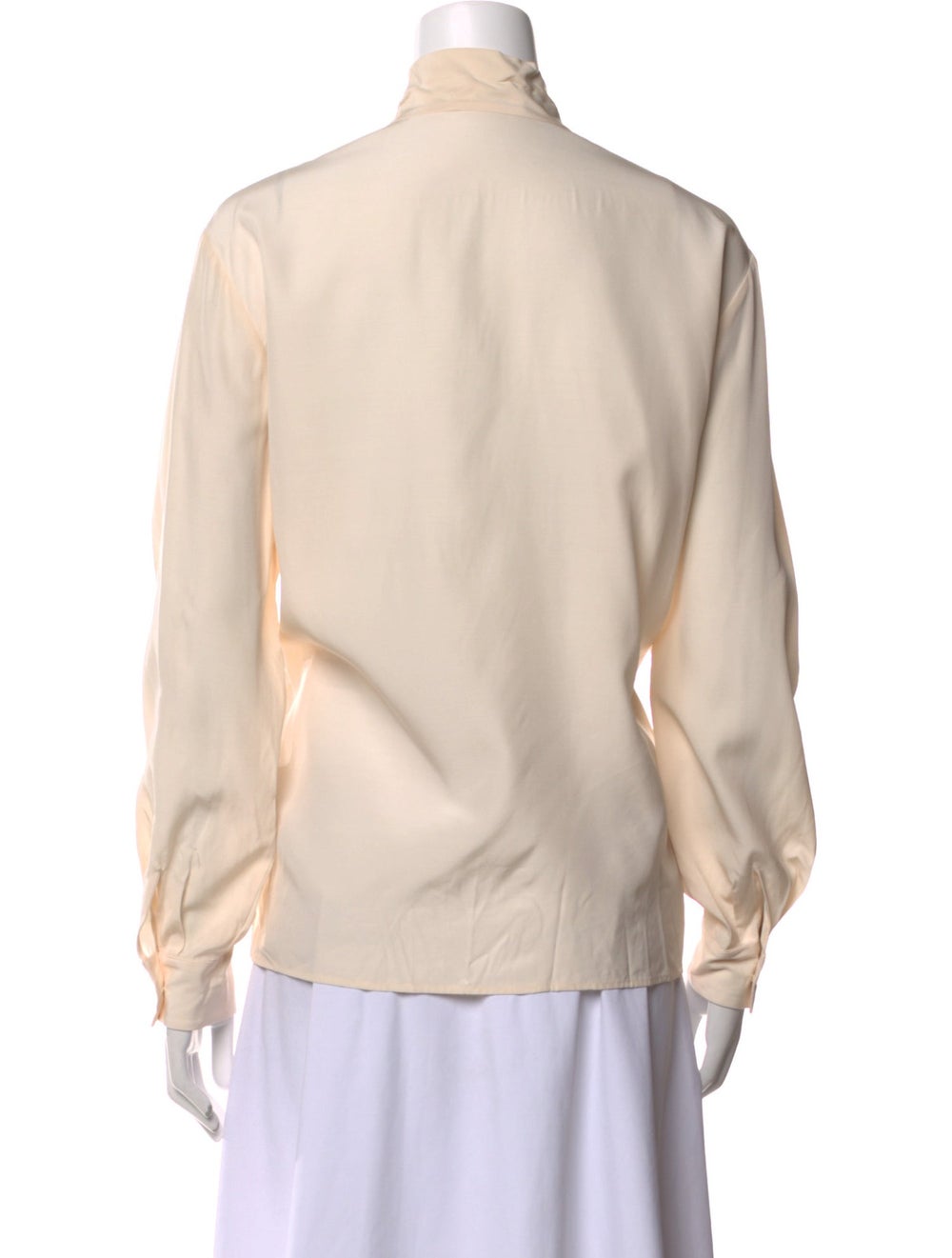 Celine Silk Button-Up Top Neutrals Long Sleeve wi… - image 3