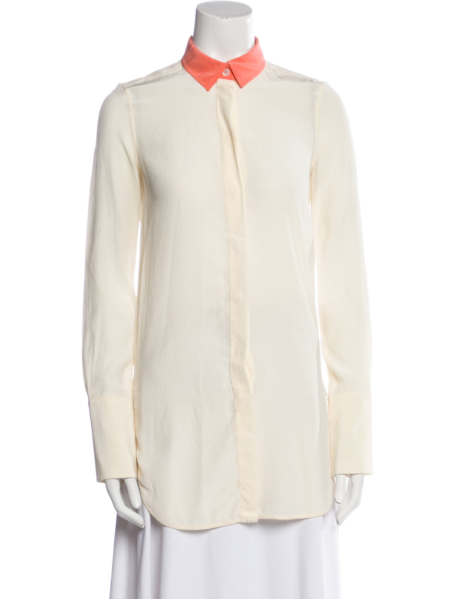 Celine Silk Long Sleeve Button-Up Top