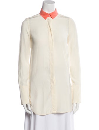 Celine Silk Long Sleeve Button-Up Top