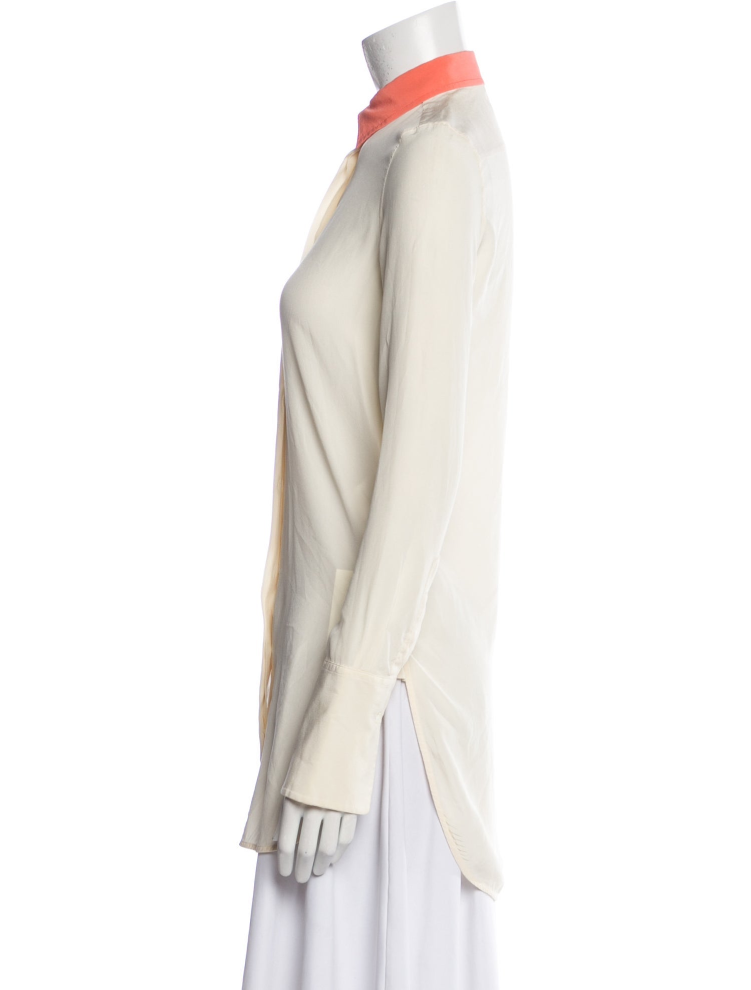 Celine Silk Long Sleeve Button-Up Top