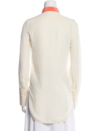 Celine Silk Long Sleeve Button-Up Top