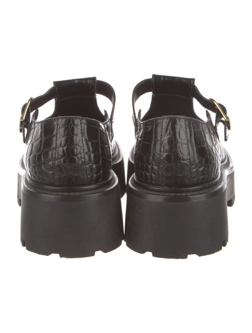 Celine Embossed Leather Lasercut Accents T-Strap Pumps