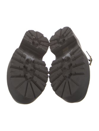 Celine Embossed Leather Lasercut Accents T-Strap Pumps