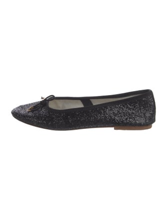 Celine Glitter Bow Accents Ballet Flats