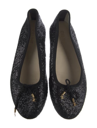 Celine Glitter Bow Accents Ballet Flats