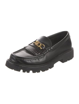 Celine Leather Chain-Link Accents Loafers