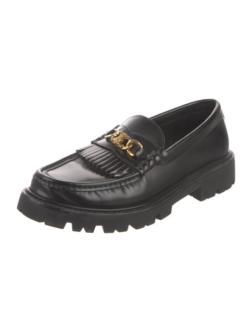 Celine Leather Chain-Link Accents Loafers