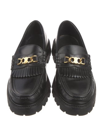 Celine Leather Chain-Link Accents Loafers