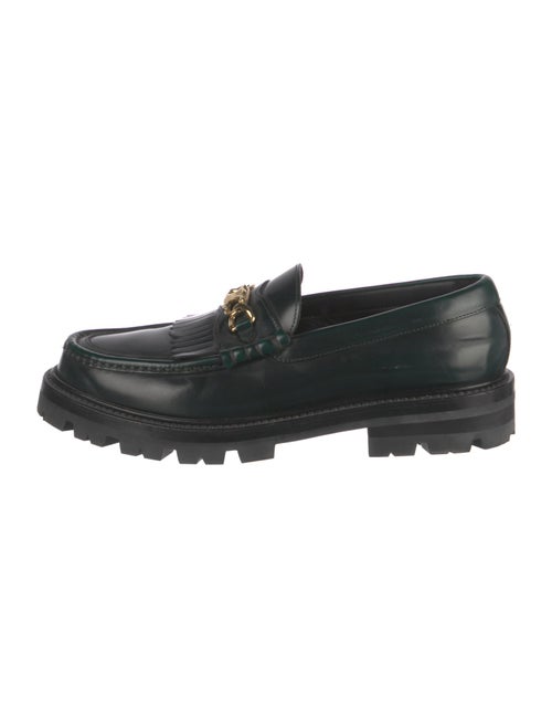 Celine Leather Fringe Trim Accent Loafers