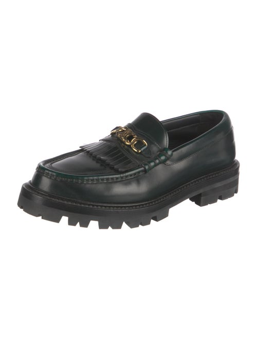 Celine Leather Fringe Trim Accent Loafers