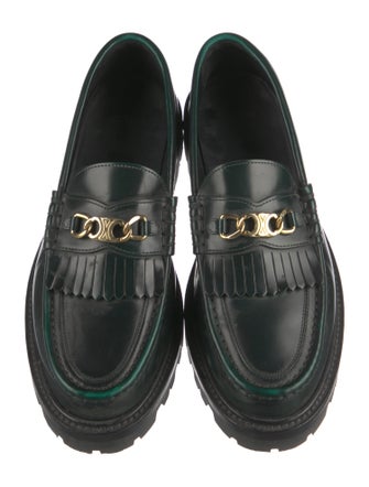 Celine Leather Fringe Trim Accent Loafers