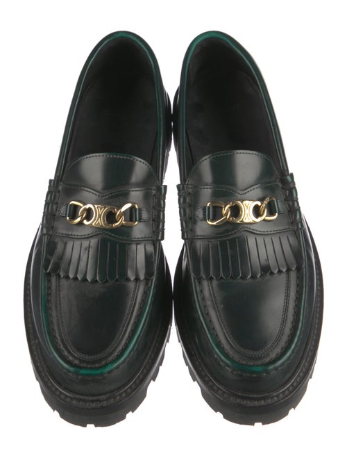Celine Leather Fringe Trim Accent Loafers