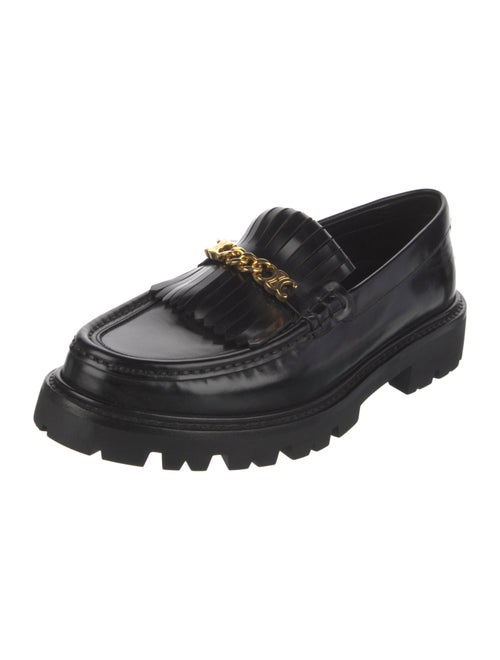 Celine Leather Chain-Link Accents Loafers