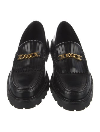 Celine Leather Chain-Link Accents Loafers