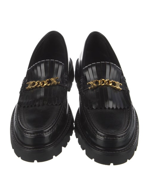 Celine Leather Chain-Link Accents Loafers